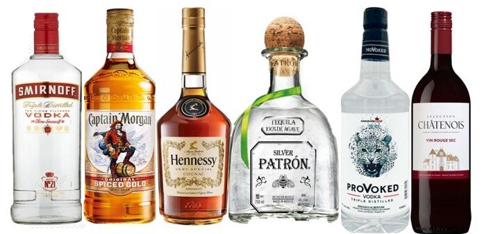 Liquor bottles for delivery